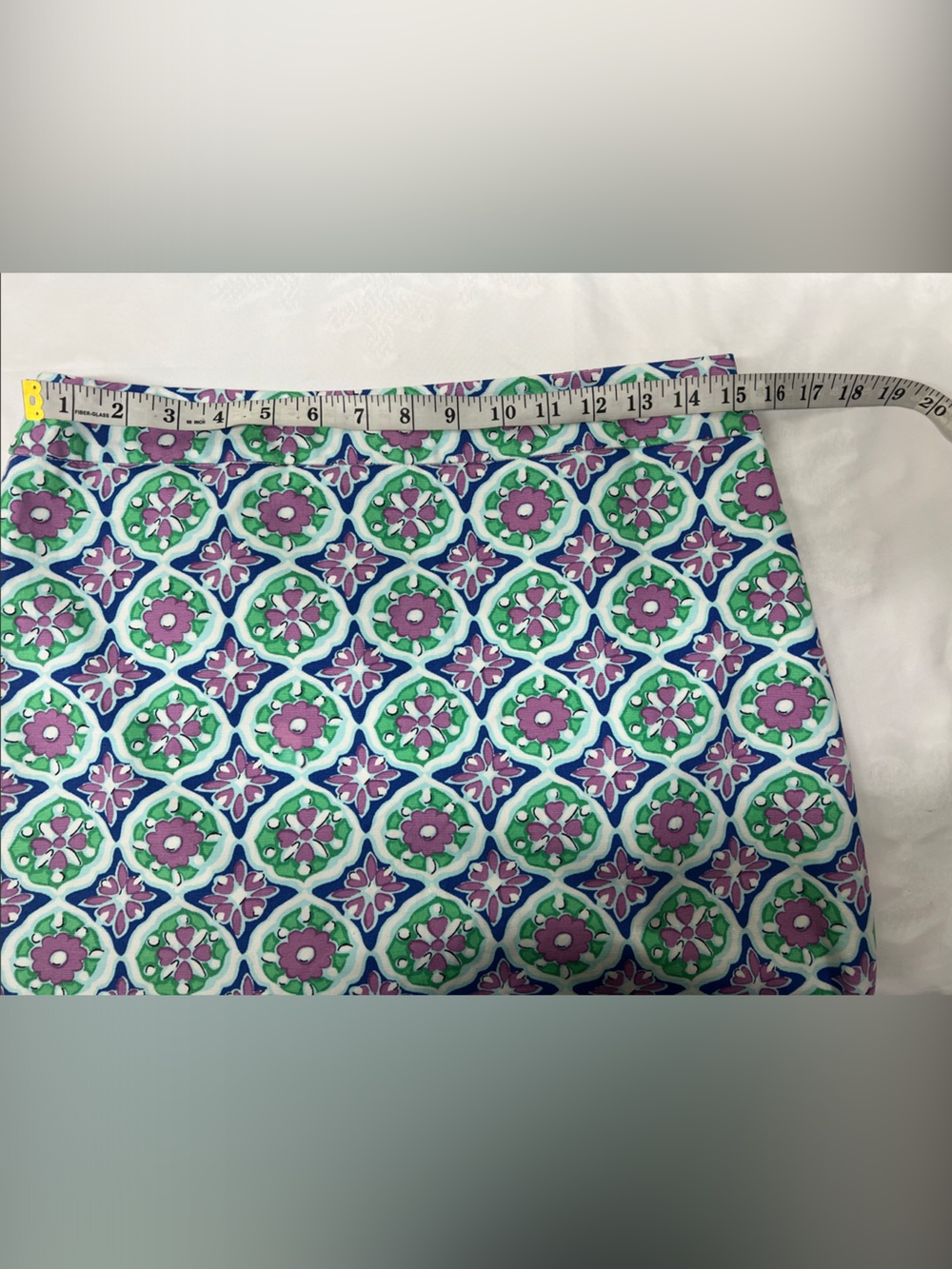 Talbots Blue, Green & Purple Floral Geometric Mini Lining Skirt Size 6 - Picture 8 of 11